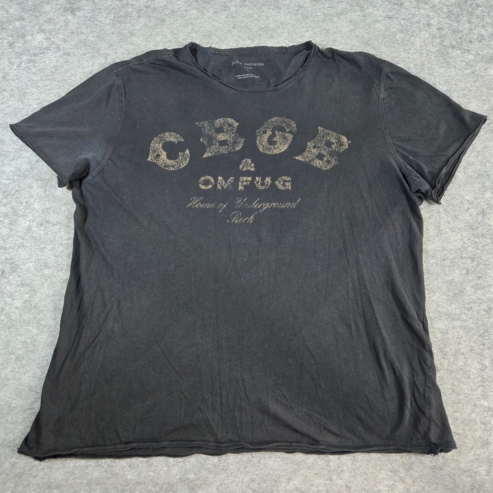 John Varvatos Mens Black CBGB OMFUG Rock Graphic T-Shirt XL